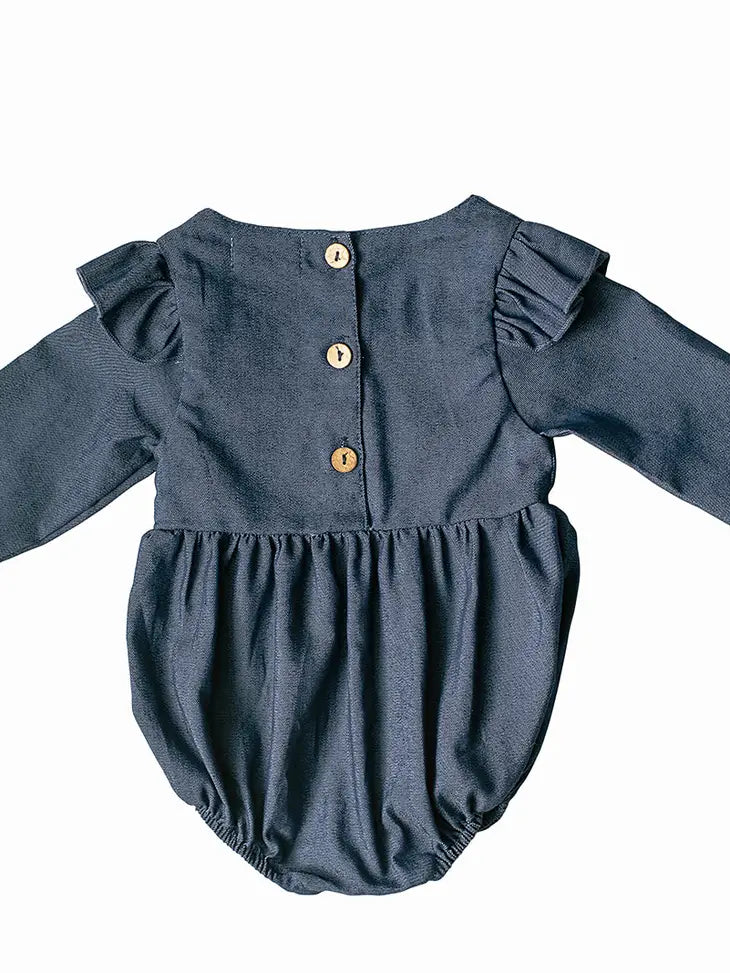 Denim Flutter Sleeve Romper