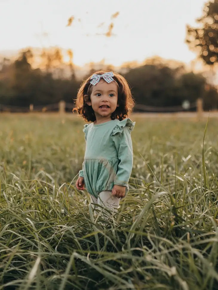 Sage Linen Ruffle Bodysuit