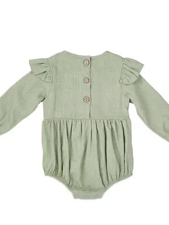 Sage Linen Ruffle Bodysuit