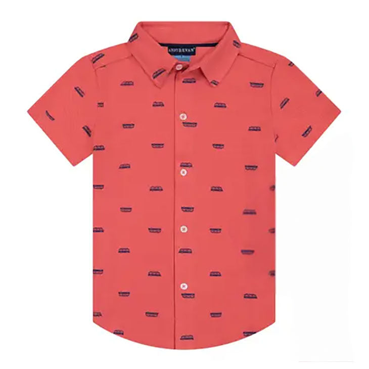 Coral Bus Print Polo