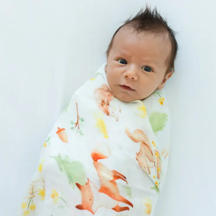 Fox Forest Bamboo Muslin Blanket